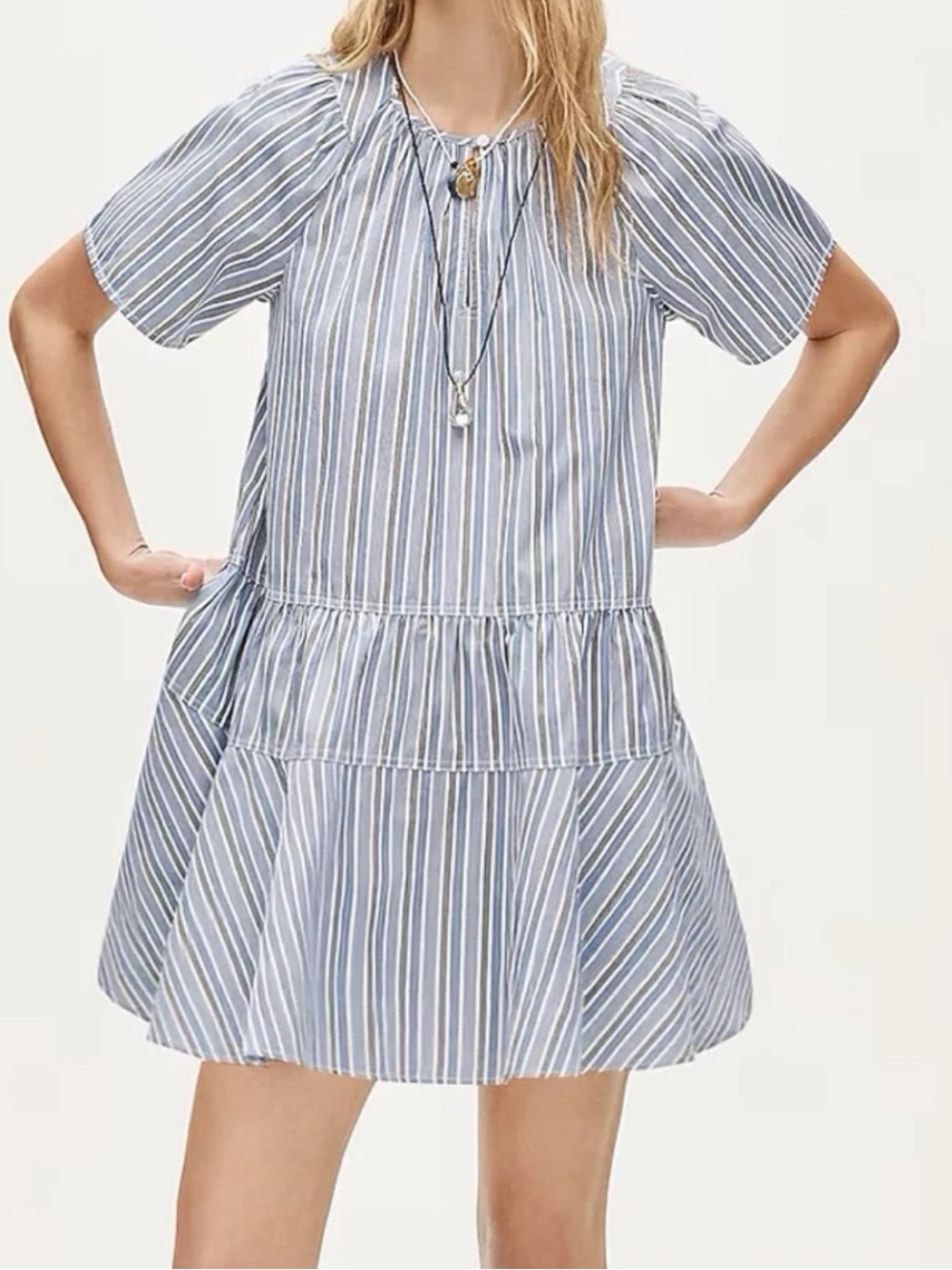 J. Crew Tiered Cotton Popover Dress